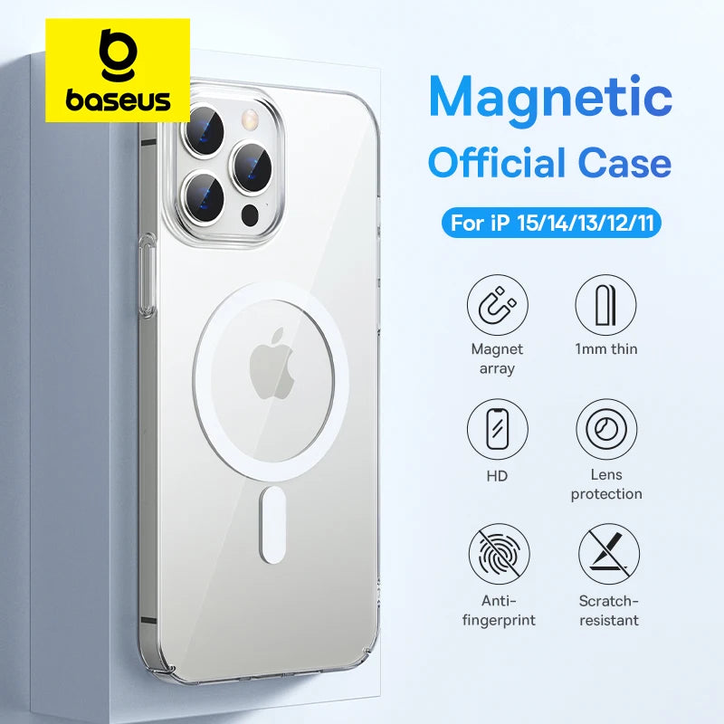 Baseus Magnetic Case for iPhone 15 14 13 12 11 Pro Max Wireless Charging Cover For iPhone 15 13 12 Pro Max PC Magnet Phone Case