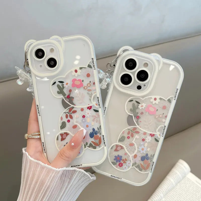 3D Bear Bracelet Soft Silicone Phone Case