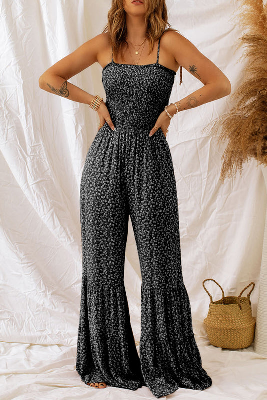 Floral Spaghetti Strap Wide Leg Jumpsuit