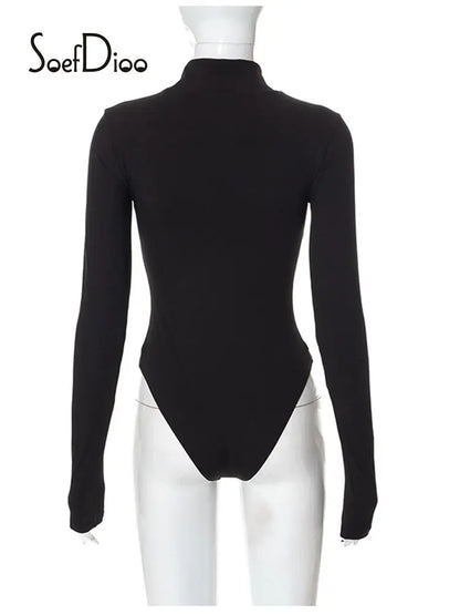 See Through Black Long Sleeve Bodysuit