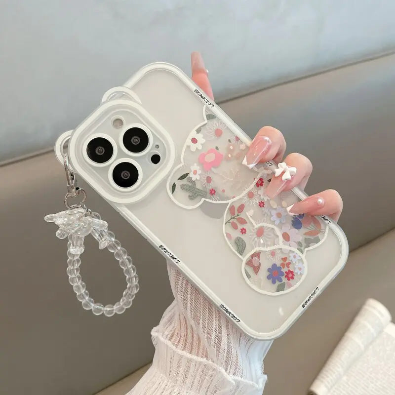 3D Bear Bracelet Soft Silicone Phone Case