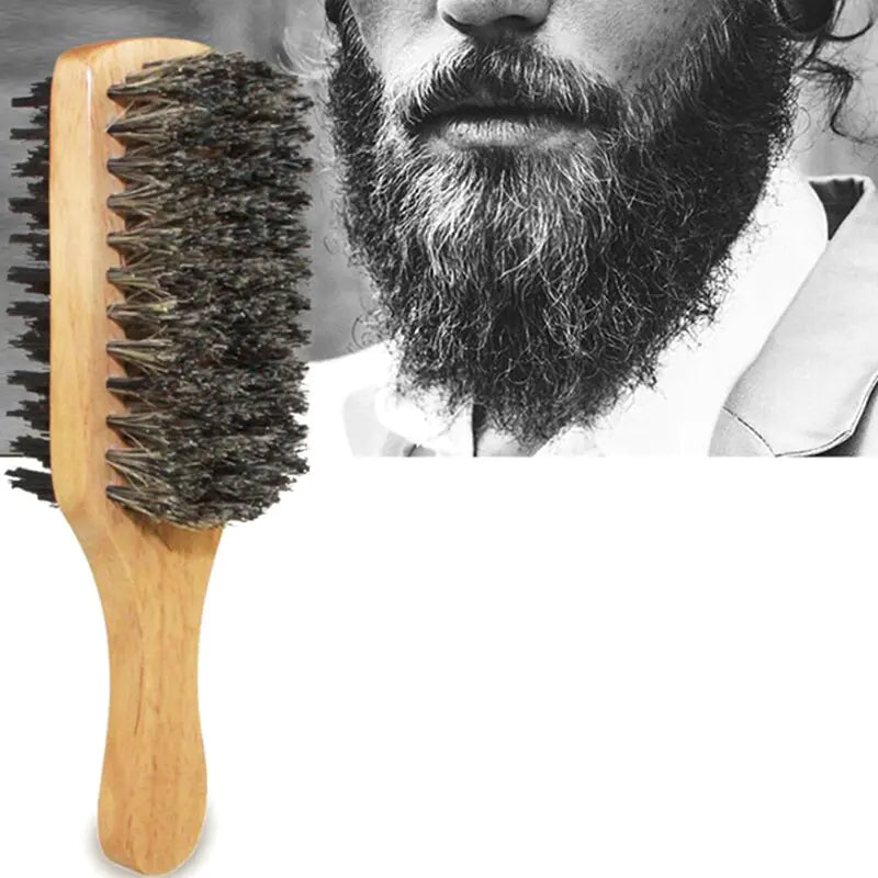 Men Boar Bristle Wooden Hair Brush