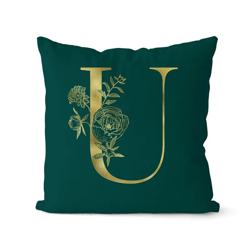 Green Pillowcase Gold Letters