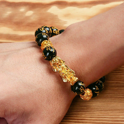 The Wealth Attractor Feng Shui Black Obsidian Bracelet