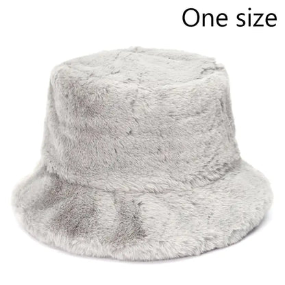 Winter Cow Leopard Faux Fur Fluffy Bucket Hats