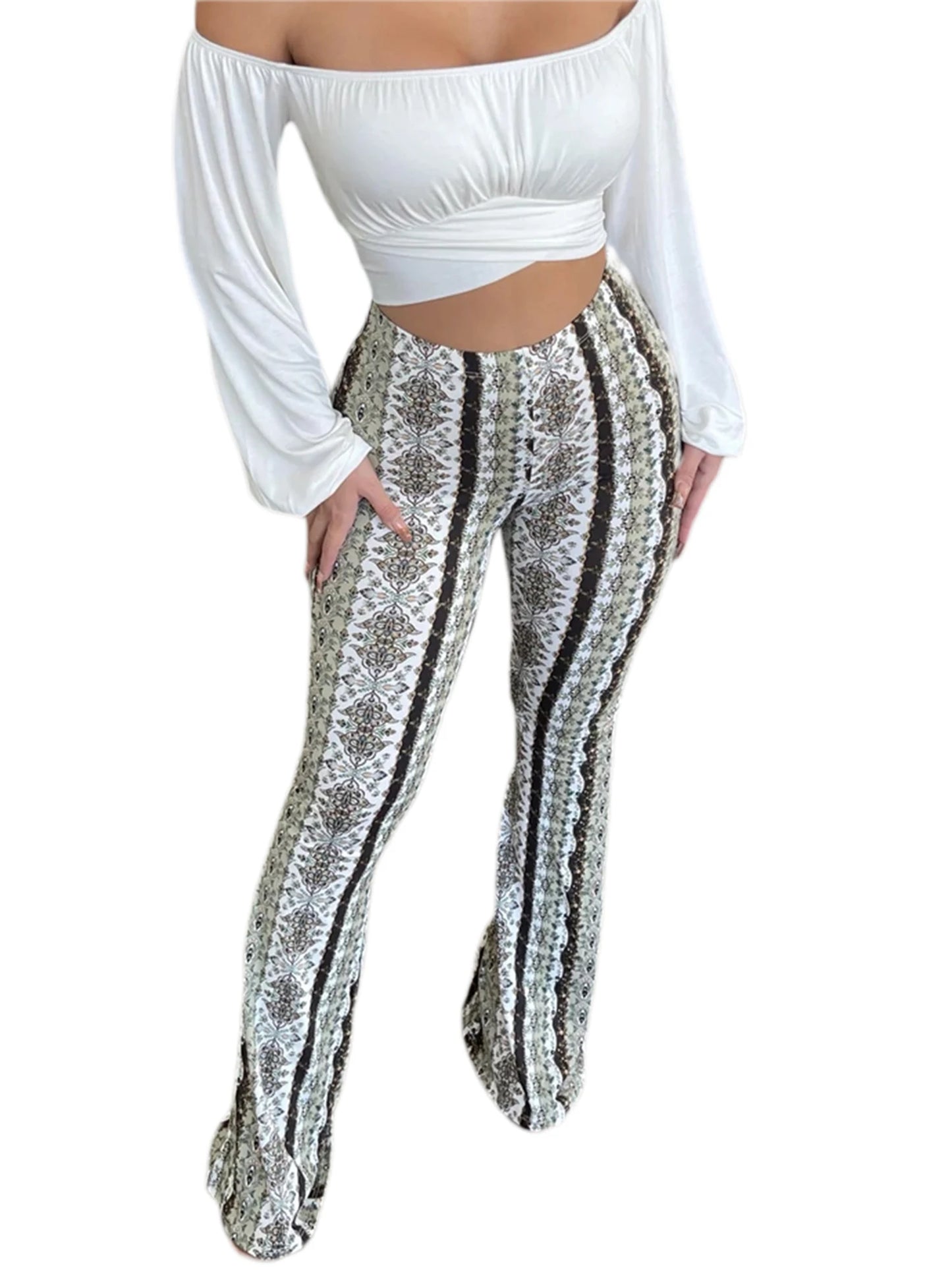 Women's  Flare Ethnic Print Pants