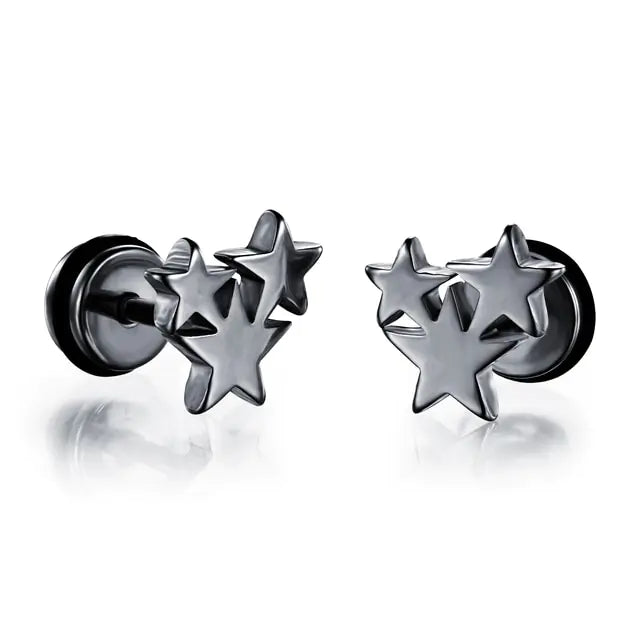 Small Black Punk Stud Earrings