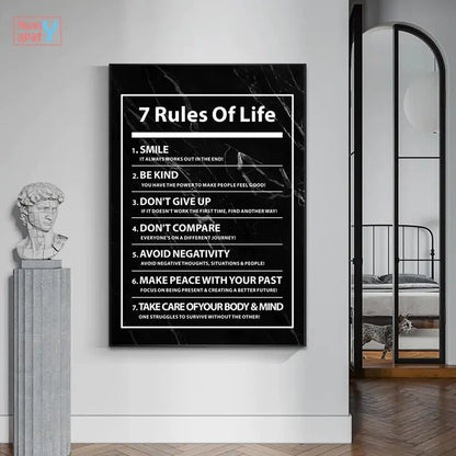 Brazil 7 Rules of Life Letter Canvas Painting